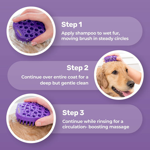 Pet Bath & Massage Brush - Grooming Comb for Shampooing & Massaging Dogs, Cats, Small Animals, No Handle