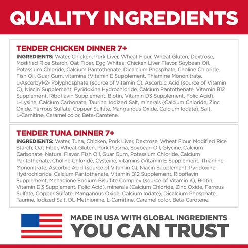 7+ Pack, 2.8 oz. 12-Pack Hill's Science Diet Adult Wet Cat Food Variety Chicken & Tuna, Pouches