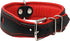 Dogs My Love Real Leather Soft Padded Dog Collar Reflective (13.75"-16.25" Neck; 1.75" Wide, Black/Red)