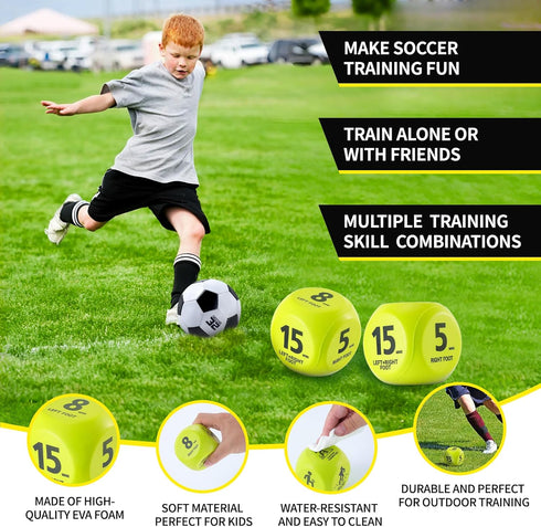 2 Set Kids Soccer Goals for Backyard with Training Equipment, Portable Foldable Practice Nets with Ball, Dice & Mat