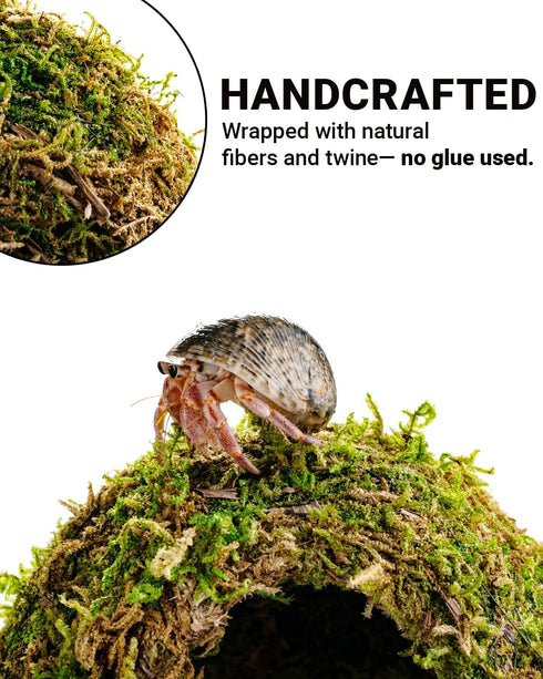 ORBIDYN 2PCS 43.52.2in 1.6in Hermit Crab Accessories Climbing Toys & Habitat Domes, Natural-Look Shelter Cave, Hermit
