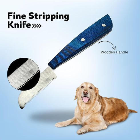 6-Piece Set Professional Dog Grooming Stripping Knife Kit Pet Grooming Tool with Stainless Steel Blades & Wooden