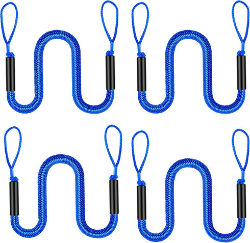 Pack of 4 Marine Rope Dock Bungee Line for Boat Jet Ski (Dark Blue)