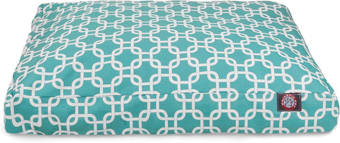 Teal Links Medium Rectangle Indoor Outdoor Pet Dog Bed with Removable Washable Cover by Majestic Pet Products