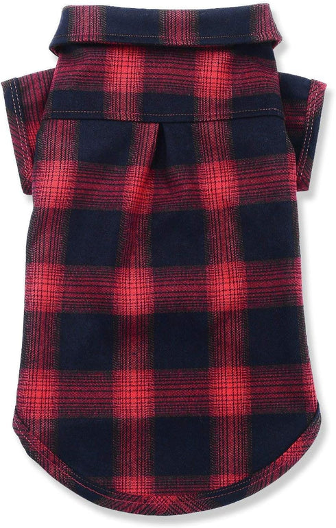 Koneseve Dog Shirt - Pet Plaid T-Shirt for Small Dog Cat Puppy, Cozy Halloween and Christmas Costumes (Red; L/Large)