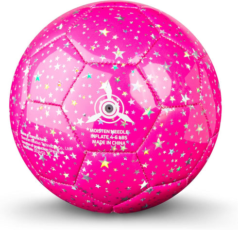 Soccer Ball Size 4, Glitter Shiny Stars for Kids Girls Boys, Gift for Outdoors Sports Training (Hot Pink)