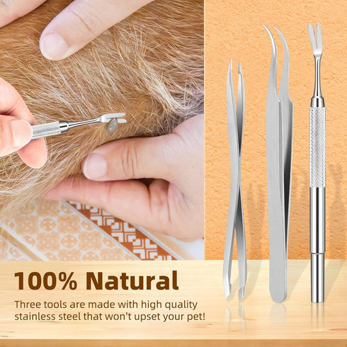 Rypet Tick Remover Tool Set - Stainless Steel Kit for Cats, Dogs, and Humans (Pack of 3)