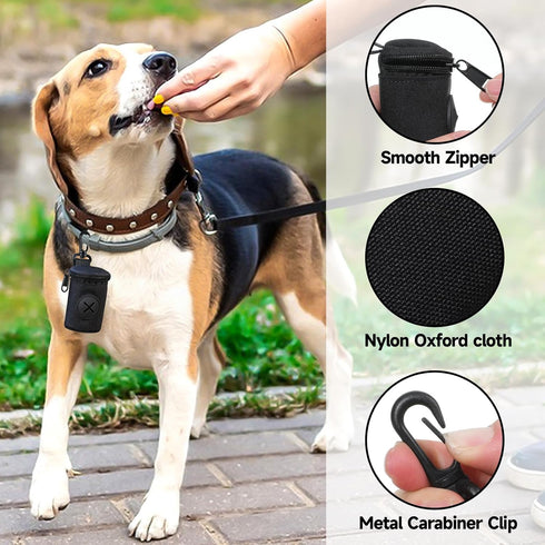 Vin Beauty Dog Poop Bag Holder for Leash, Durable Fabric Poop Bag Dispenser with Zipper, Soft Pet Waste Bags Pouch