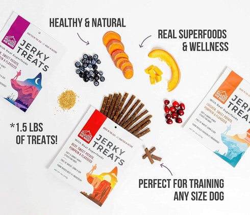 WILD NATURE All Natural Jerky Dog Treats | Duck, Chicken, and Beef Jerky Dog Treats Made in The USA | High Protein