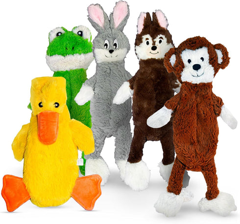 FGA MARKETPLACE Pack of 5 Flat NO Stuffing NO Squeak Plush Dog Toys, Funny Style for Small and Medium Dogs