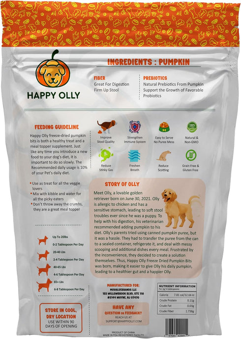Pumpkin Treats for Dogs - Freeze Dried Pure Pumpkin, 2oz, Natural Single Ingredient for Digestion