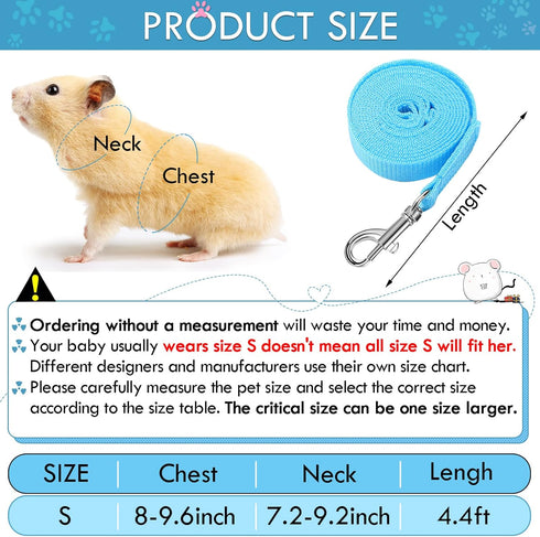 SATINIOR 2 Pieces Guinea Pig Clothes, Soft Mesh Harness Leash Vest Set with Bell for Small Animals (Blue, Black, S)