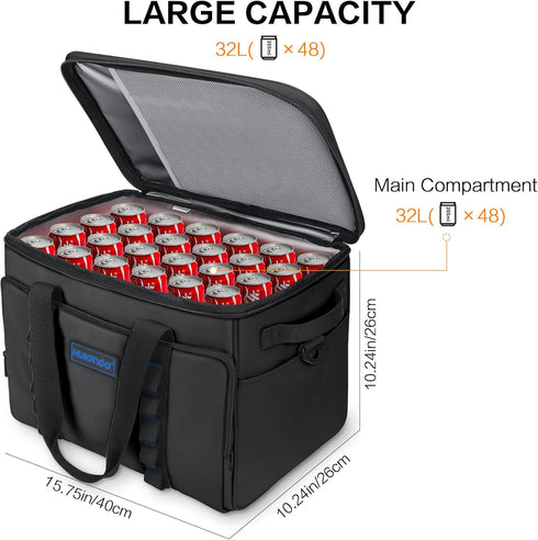 Hulongo Soft Insulated Cooler Bag Collapsible Large Travel Coolers Soft Sided Coolers Ice Chest, Leakproof, Waterproof