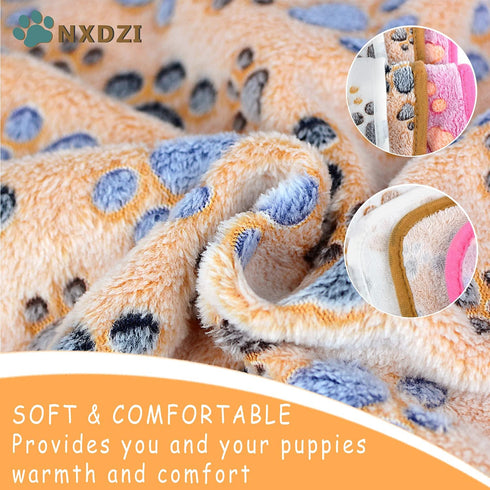 Dog Blankets for Large Dogs, 3 Pack Washable 41" x 31", Fuzzy Soft Pet Mat Throw Cover, Cute Paw Pattern, Waterproof