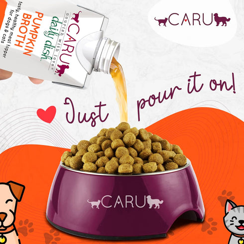 CARU Daily Dish Pumpkin Broth Meal Topper for Dogs & Cats, Savory Pour-Over Broth, 1.1 lbs.