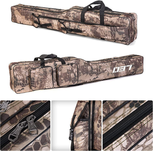 Fishing Tackle Storage Bag, 130cm Portable Organizer for Fishing Rods, Two Layer Durable Oxford, Large Capacity