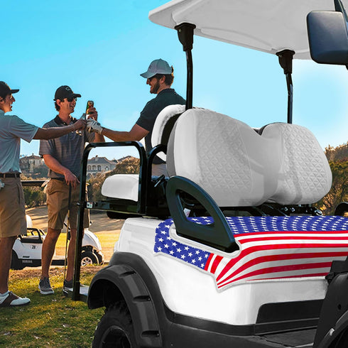 YOKYHOM Golf Cart Seat Covers American Flag Design Towel Blanket for 2-Seat Golf Carts, 100% Microfiber