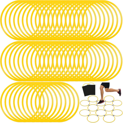 Shappy 50 Pcs Agility Rings with Storage Bags, 15 Inch Plastic Speed Rings for Sports Training