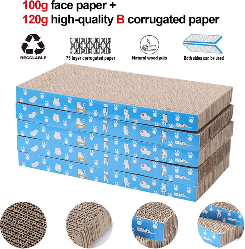 5 Packs in 1 Cat Scratch Pad, Reversible Durable Cardboard, Suitable for Cats to Rest and Grind Claws