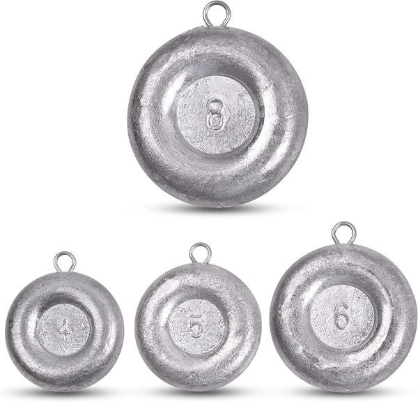 Fishing Weights Disc Sinkers, Coin Sinkers Saltwater Surf Catfishing Gear Tackle 8oz 6oz 5oz 4oz 3oz 2oz 1oz