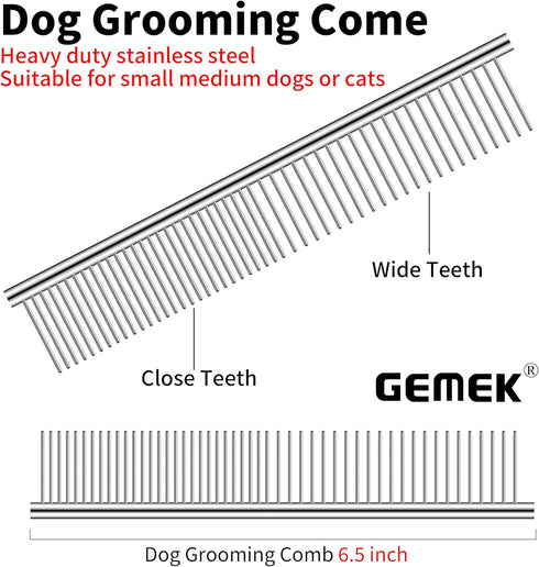 4 1) GEMEK Dog Grooming Scissors with Safety Round Tips Stainless Steel Professional Dog Grooming Kit - Thinning