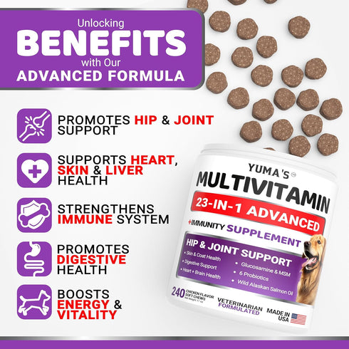 240 Immune Dog Multivitamin Chewable with Glucosamine - Treats - Dog Vitamins and Supplements - Senior & Puppy