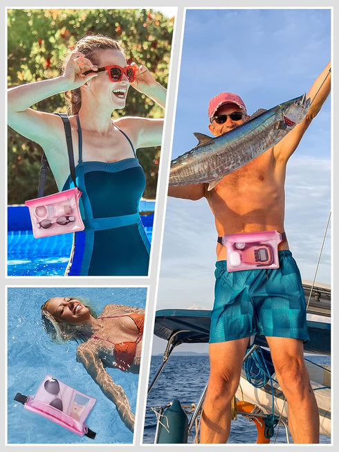 HEETA Waterproof Fanny Pack, Dry Bag 2/3/4 Pack for Phone, Passport, Adjustable Waist Strap for Beach, Camping