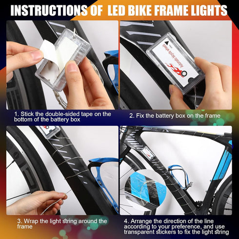 3 Woanger Pcs LED Bike Lights for Night Riding Bicycle Frame and Wheel Lights Battery Powered Bike Accessories Gifts