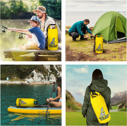 Seal Skin Dry Bag Waterproof 10L, Lightweight Roll Top Sack Backpack for Kayaking, Boating, Fishing, Hiking