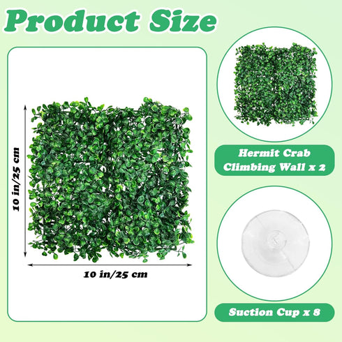 2 (10 10 Inch) PINVNBY PCS Hermit Crab Climbing Toys Hermit Crab Climbing Wall with Suction Cups Plastic Faux Grass Mat