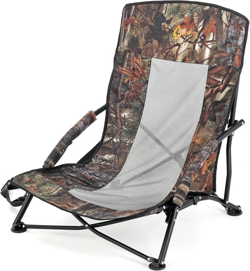 ARROWHEAD OUTDOOR Low-Profile Turkey Hunting Chair Camo Folding Blind Seat with Mesh
