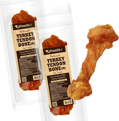 Afreschi Turkey Tendon for Dogs: All Natural Human Grade Puppy Chew, 2 Units/Pack (Medium)
