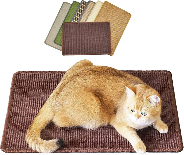 Cat Scratching Mat, 23.6 x 15.7inch Sisal Cat Scratchers for Indoor Cats, Horizontal Scratcher (Dark Brown)