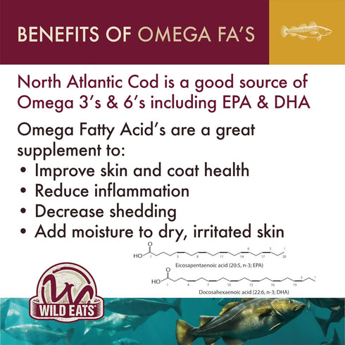 Wild Eats 3 OZ Cod Single Ingredient Dog Treats, Chews & Snacks - Great Alternative to Dog Bones