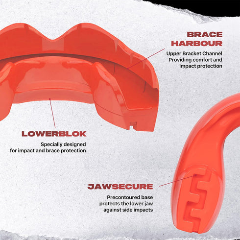 SAFEJAWZ Mouthguard for Braces, Remoldable Upper & Lower Protection Mouth Guard with Case for Sports