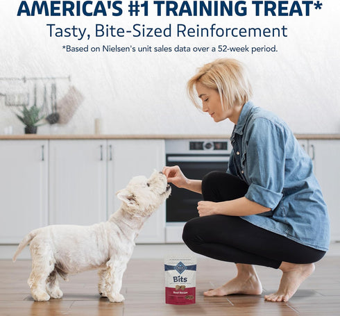 Blue Buffalo Bits Soft Dog Treats for Training, Natural Ingredients & Enhanced with DHA, Beef Recipe