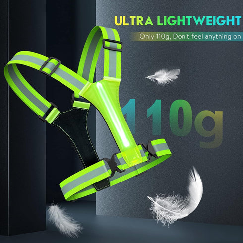 Simket LED Light Up Running Vest, High Visibility Reflective Vest for Night Walking and Running