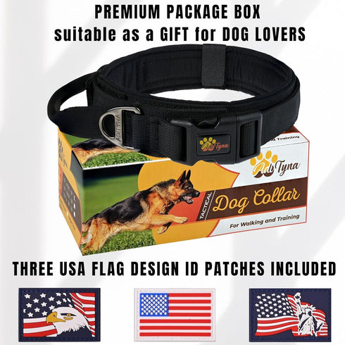 ADITYNA Tactical Dog Collar for Large Dogs - Soft Padded, Heavy Duty, Adjustable Black Collar