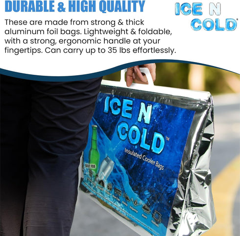 35 lbs (Pack 1) ICE N COLD Insulated Cooler Bag - Large Capacity of | Lightweight, Soft, Collapsible | Ideal