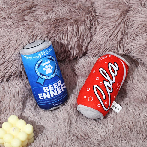 BEIDUOYANG Dog Squeaky Toys, Squeak Dog Toy Soft Plush, Chew Colorful Soda-Can Shape Squeeze with Squeaker for Medium