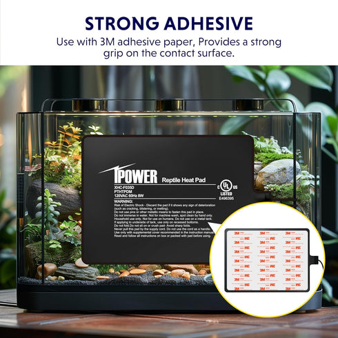 iPower Reptile Heat Pad 6X8 Inch 8W Under Tank Terrarium Warmer for Turtle, Lizard, Frog, Snake