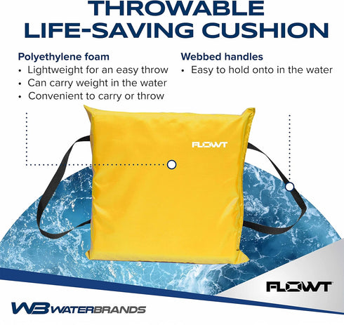 Flowt Boat Seat Cushion and Throw Cushion for Boat Safety USCG Approved Type IV, Life Cushion for Boat, Durable