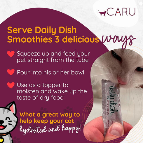 CARU Daily Dish Smoothies, Lickable Chicken Cat Treat, 4 Pack, .5oz Tubes