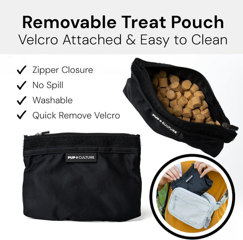 Pup Culture Cross Body Dog Training Treat Pouch | Removable Treat Pouch with Poop Bag Dispenser | Stylish Lavender