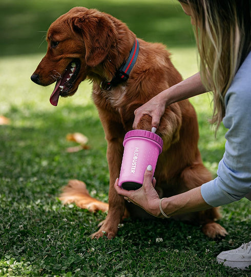 Dexas MudBuster Portable Dog Paw Washer in Fuchsia for Dogs and Cats