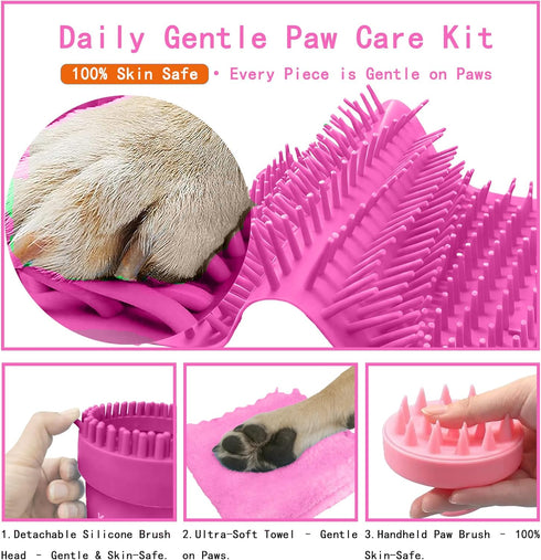 Kabetig 2-in-1 3 Dog Paw Cleaner Kit for L/XL Dogs - Quick Clean No Full Bath, Paw Wash Cup with Detachable Silicone