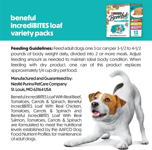 Pack, (2 Packs 12) 3 oz. Purina Beneful Small Breed Wet Dog Food Variety IncrediBites Loaf, Chicken, Beef and Salmon