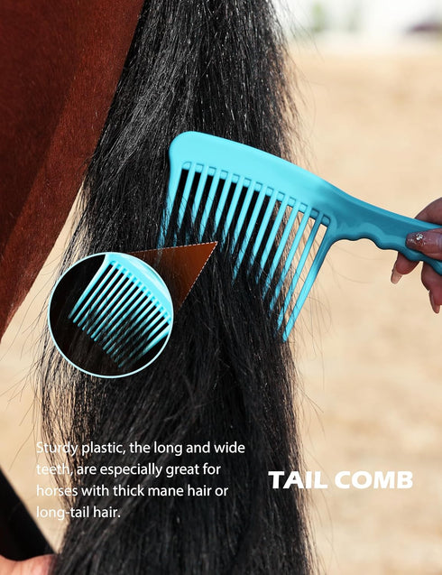 9 Set Harrison Howard Horse Grooming Kit Piece with Tote, Non-Slip Silicone Grip Brush for Horses, Shedding Bathing