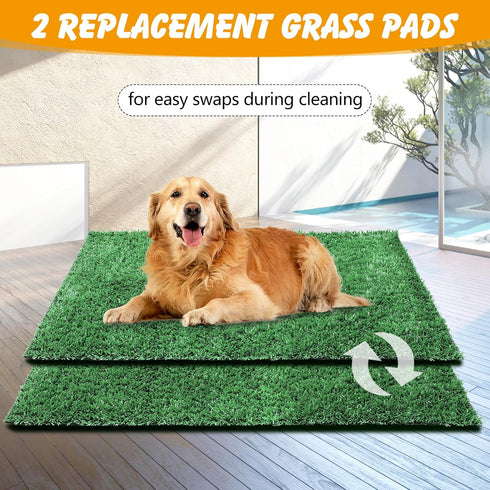 Tray,35x23in 2-Pack ondware Dog Grass Pad with Dogs Potty Tray with Upgraded Replacement Artificial Grass,Dog Litter