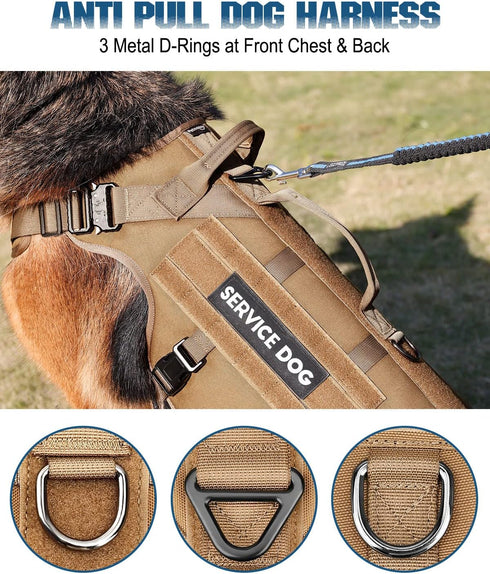 Tactical Dog Harness - PETNANNY Service Dog Vest for Large Dogs with Reflective Patches and Handle